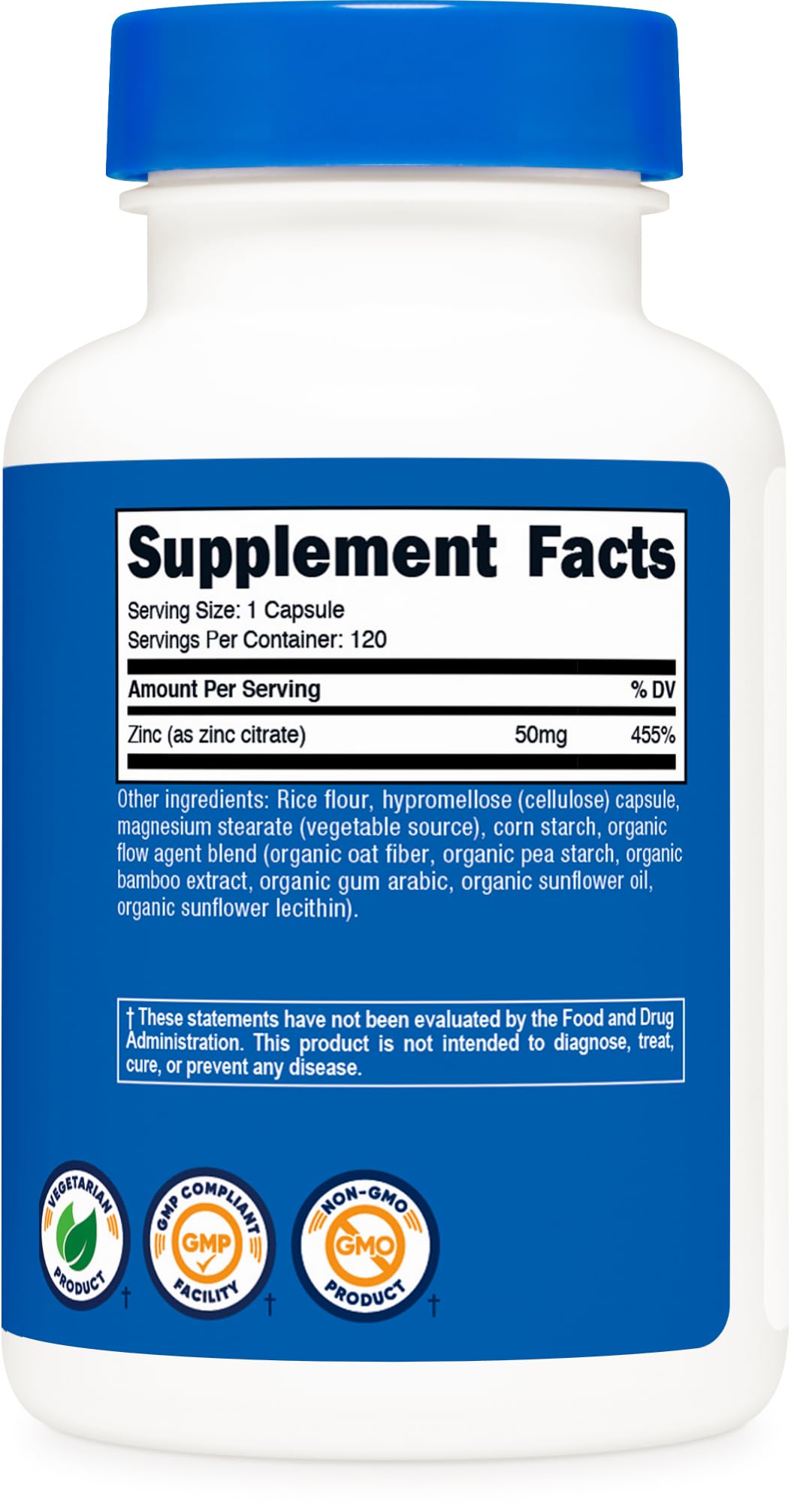 Nutricost Zinc Chelate (50mg) 120 Capsules, Gluten-Free & GMO-Free — Amazon image 4