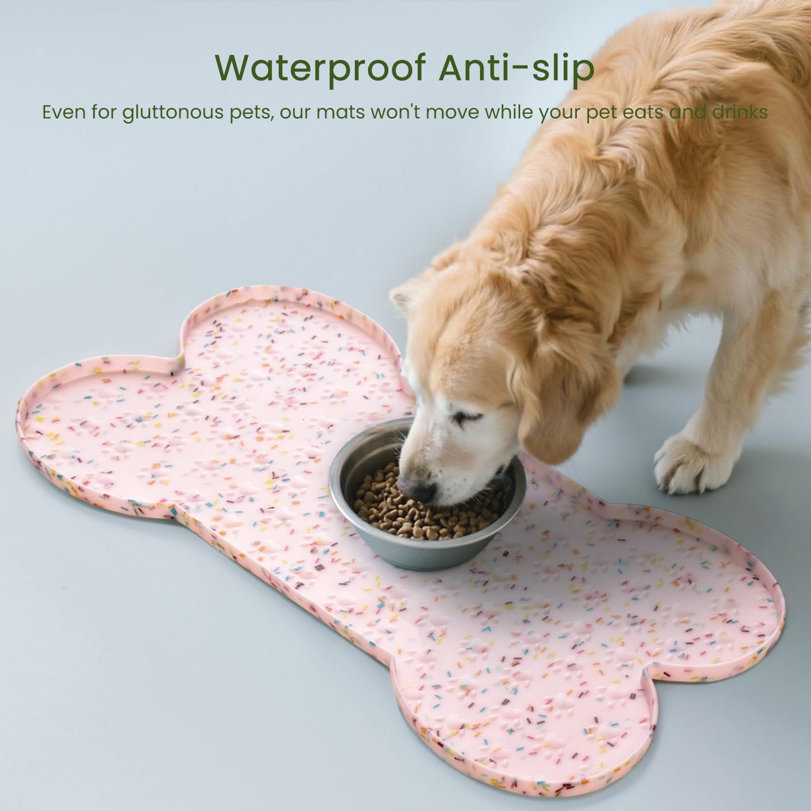 PWTAA Hundefuttermatte, rutschfest, Silikon, dickeres Haustier-Platzset, wasserdicht, mit erhöhtem Rand, für Welpen, Kätzchen, Futtermatten, geeignet für kleine, mittelgroße Hunde und Katzen
