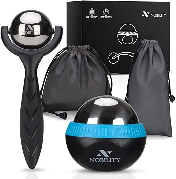 Nobility Massage Ball Roller Ice Cold and Hot for Deep Tissue and Sore Muscle Relief of Stiffness and Stress, Body, Neck, Back, Foot, Plantar Black