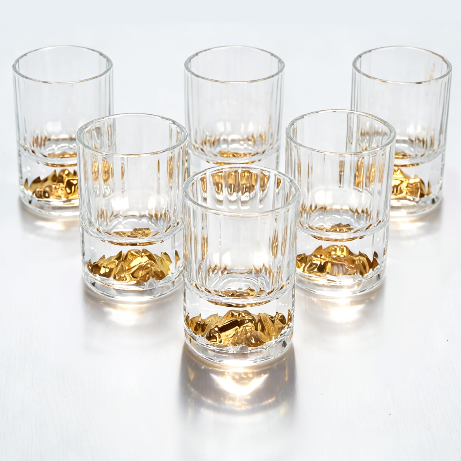 TMZDCJK 6-Piece Shot Glasses Set, 50ml Lead-Free Glass, 24K Gold