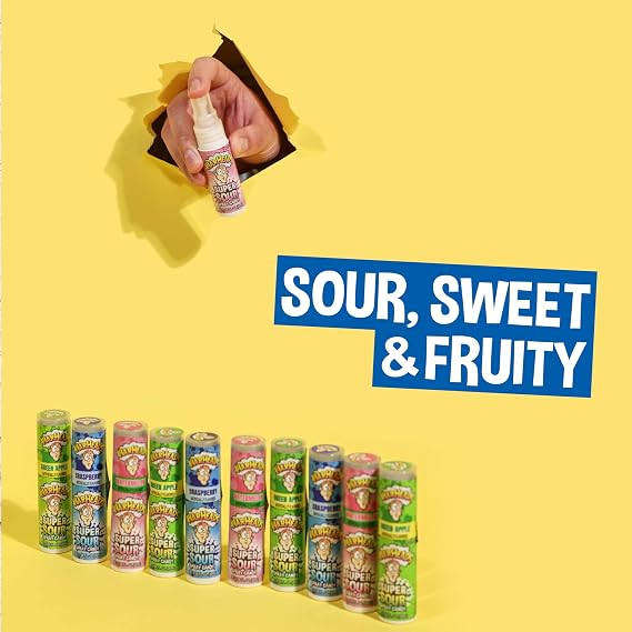 WARHEADS Super Sour Candy Spray Assorted Flavors 0.68 oz 3 Pack | Compact Package Fits Easily Into Gift Bags, Lunchboxes, Travel Kits, And Fun Snack Collections