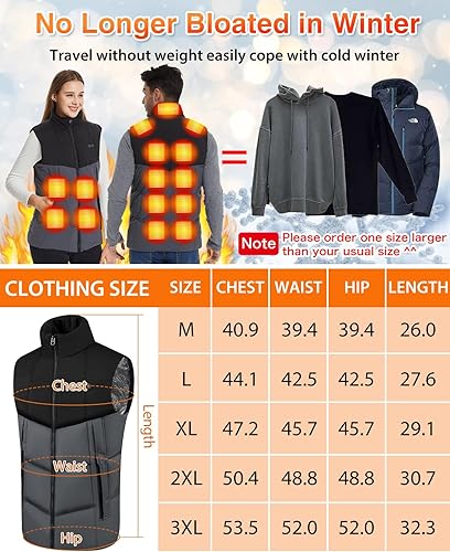 Miniatura 6 de Heated Vest for Men Women - 17 Heating Zones USB Warming Vest Electric Rechargeable Heat Vest (Battery Not Included)