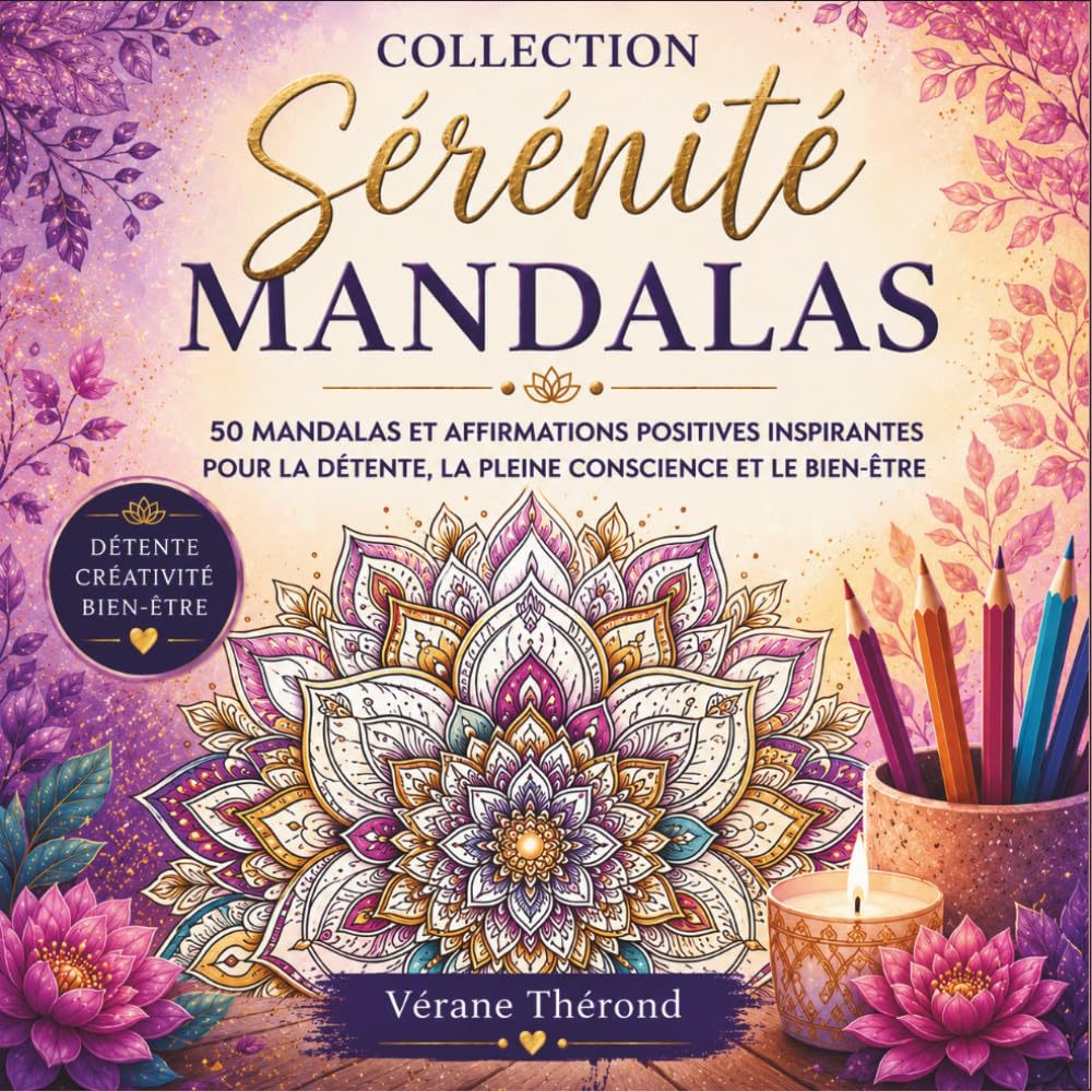 Collection Sérénité-Mandalas: 50 mandalas originaux à colorier accompagnés de 50 affirmations positives inspirantes