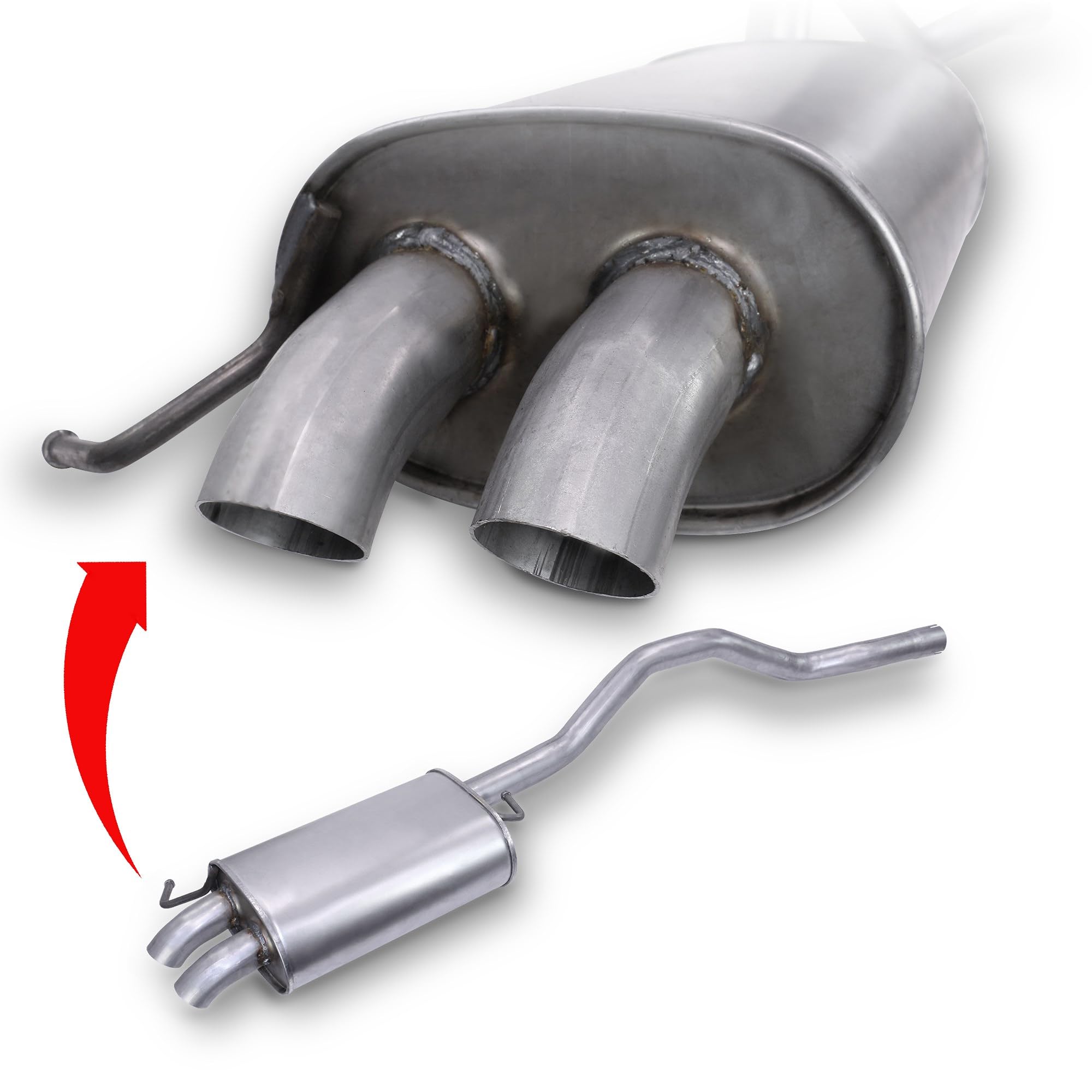 BESTPRICE Auspuff Set Für VW T5 - Mittelschalldämpfer + Endschalldämpfer | Multivan, Transporter Komplettset