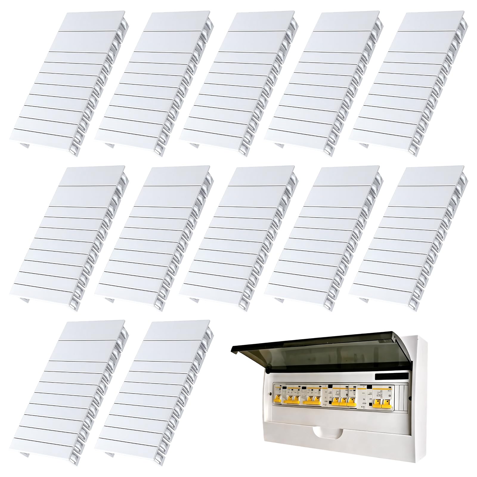 12 Piezas Tapa Cuadro Electrico 11 cm X 5,2 cm, Tapas Ciegas Cuadros Electricos Compatibles con Placas de Cubierta de Seguridad F-Tronic, Hager Y Hensel, Extraíbles y Combinables