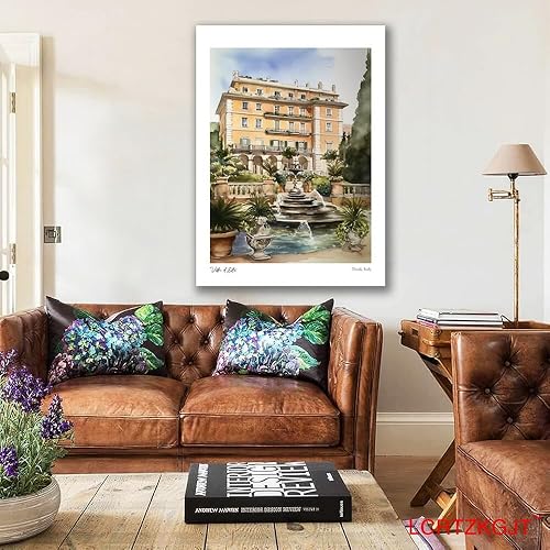 Miniatura 2 de HAENJA 8x10 Villa D'Este Tivoli Italy 2 Watercolour Travel Poster Art Family Bedroom Office Decor Children Room Poster Photo Paper Print Unframed