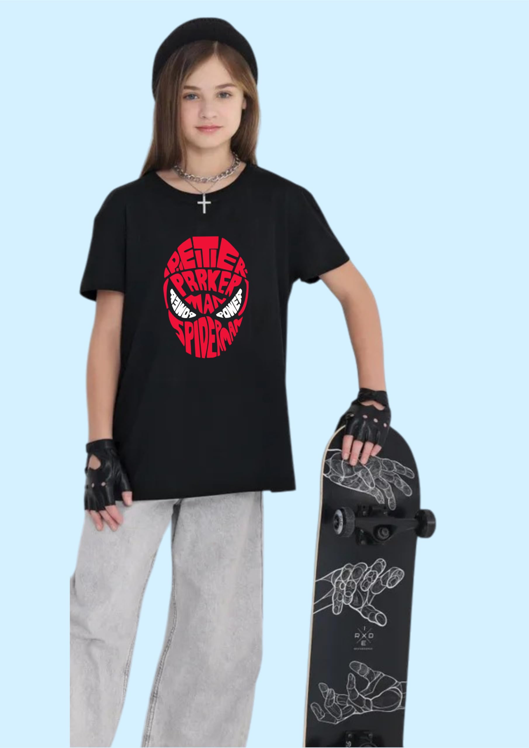 Uniplanet Store Camiseta de mezcla de algodón, media manga, ajuste regular, estampado de araña, color negro