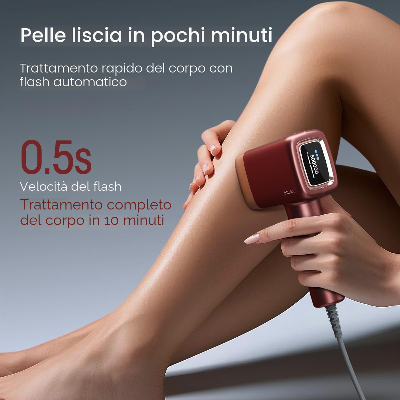Epilatore Luce Pulsata con 0,5 sec/flash, 2 Testine di Depilazione per una Depilazione Fredda e Indolore in più Aree, Depilazione ad alta Efficienza 600nm, Depilazione Laser di Bikini, Ascelle