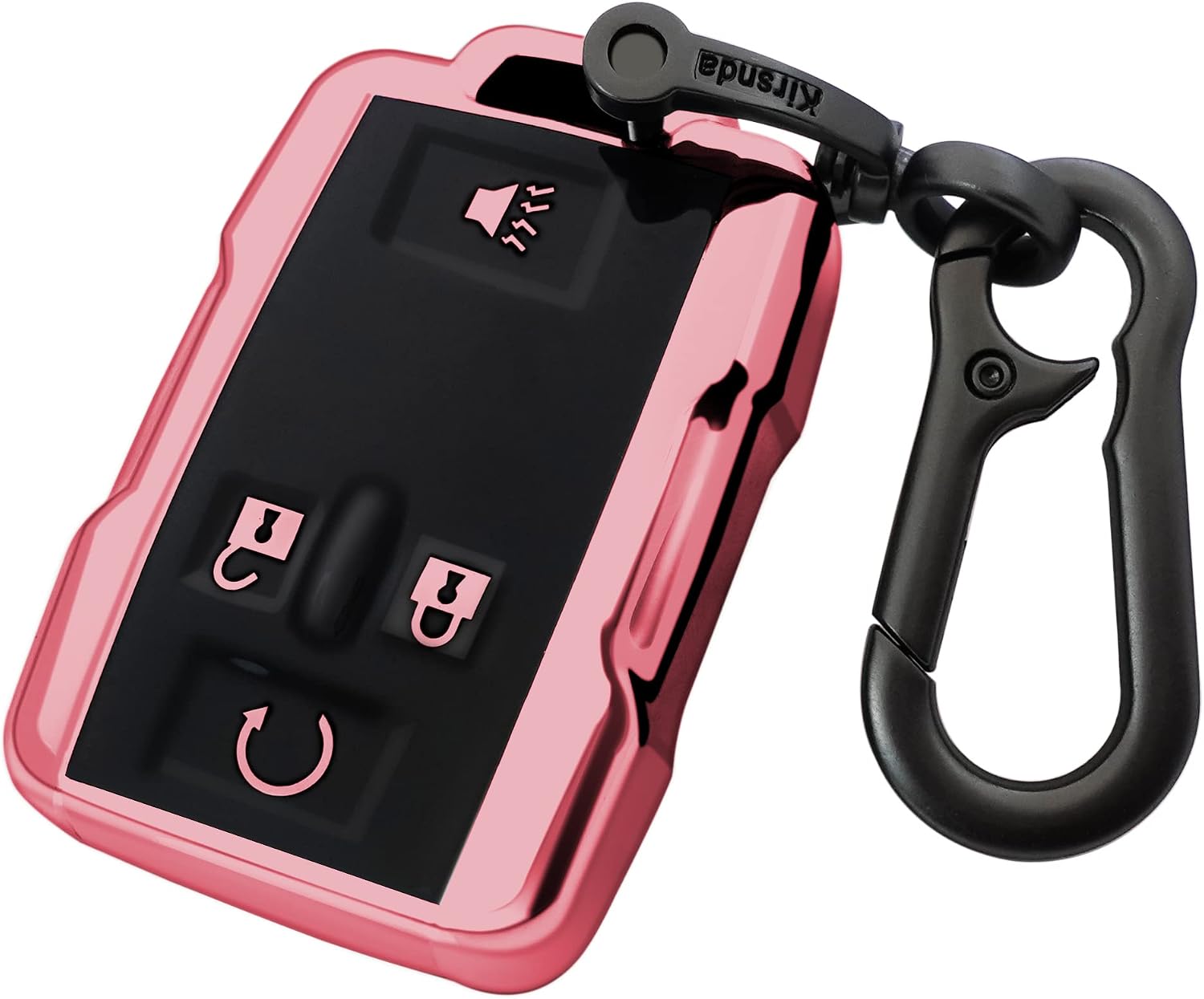 Kirsnda for Chevrolet key fob cover case with Metal buckle,Soft TPU key Shell/skin,4-Buttons fit GMC chevy Colorado Silverado Suburban Tahoe Silverado Remote Key Vehicle Accessories(Red)