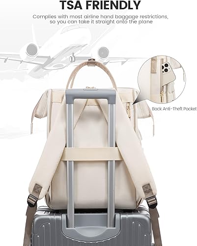 Miniatura 7 de LOVEVOOK Mochila para laptop para mujer de 15.6 pulgadas, mochila de viaje con puerto de carga USB, bolsa para computadora portátil de gran