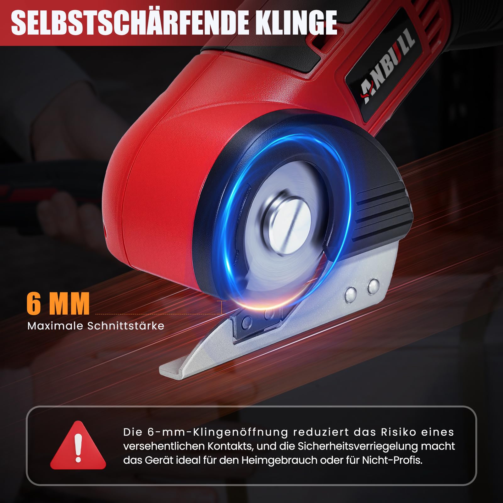 Anbull Kartonschneider Elektrische Schere 4V Kabellose Rollschneider Akku, Elektrische Stoffschere für Stoffe & Nähen, USB aufladbar, für Leder, Karton, Kunststoff, leicht, sicher, DIY