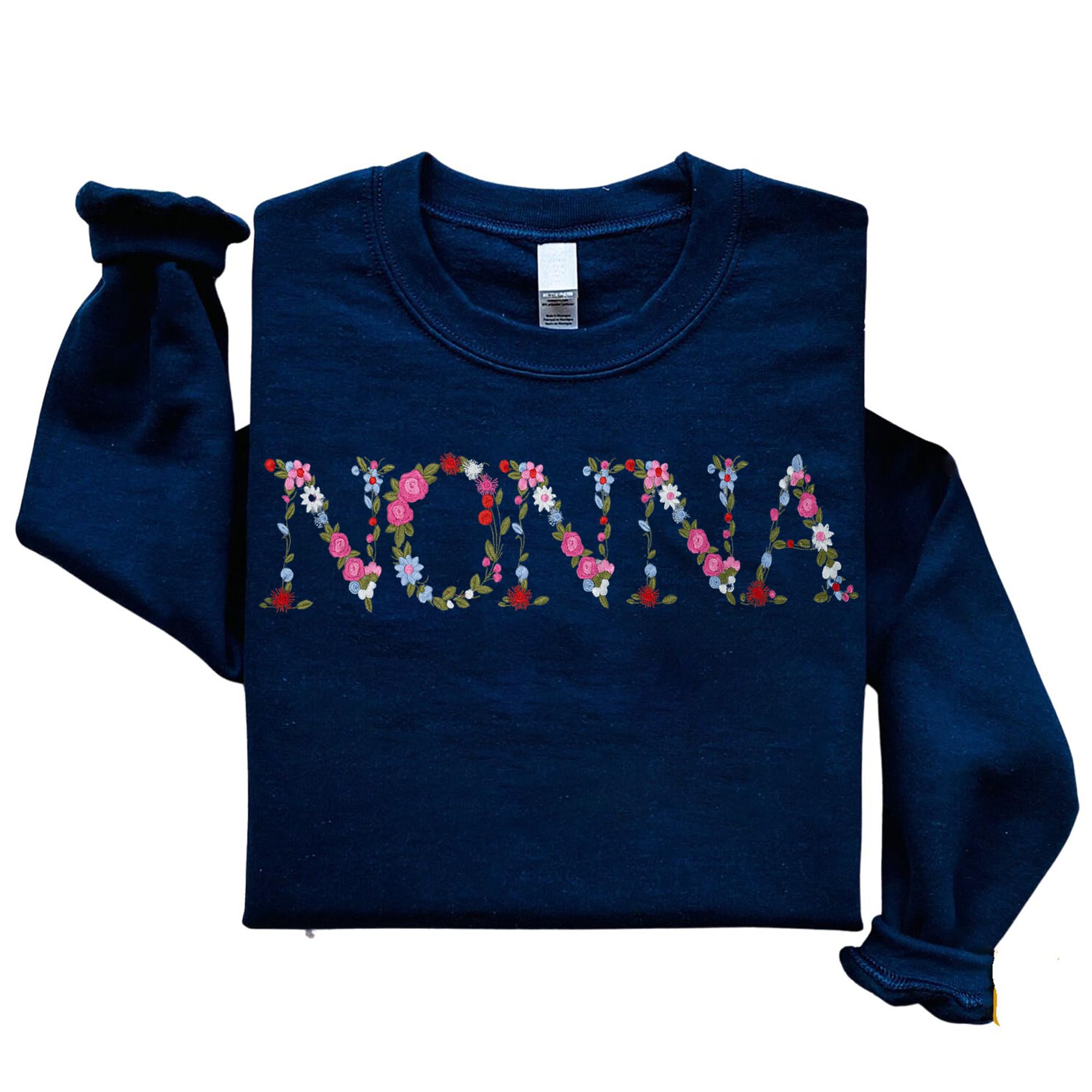 Embroidery Nonna Sweatshirts For Women Gift Sweatshirt From Grandkids Nonna Flower Grandma Gift Mothers Christmas