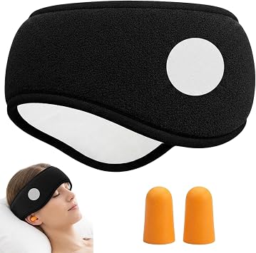 Eye Ear Muffs for Sleeping 2 in 1 Sleep, Noise Cancelling Sleep Mask with Ear Covers for Sleeping, Ear Defenders for Sleeping Noise Cancelling, Unisex Wrap Mask Soft Blackout Adjustable Black