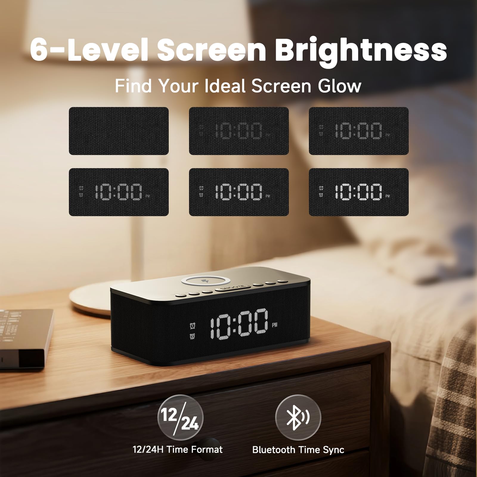 Reloj despertador digital AUX USB, Bla123