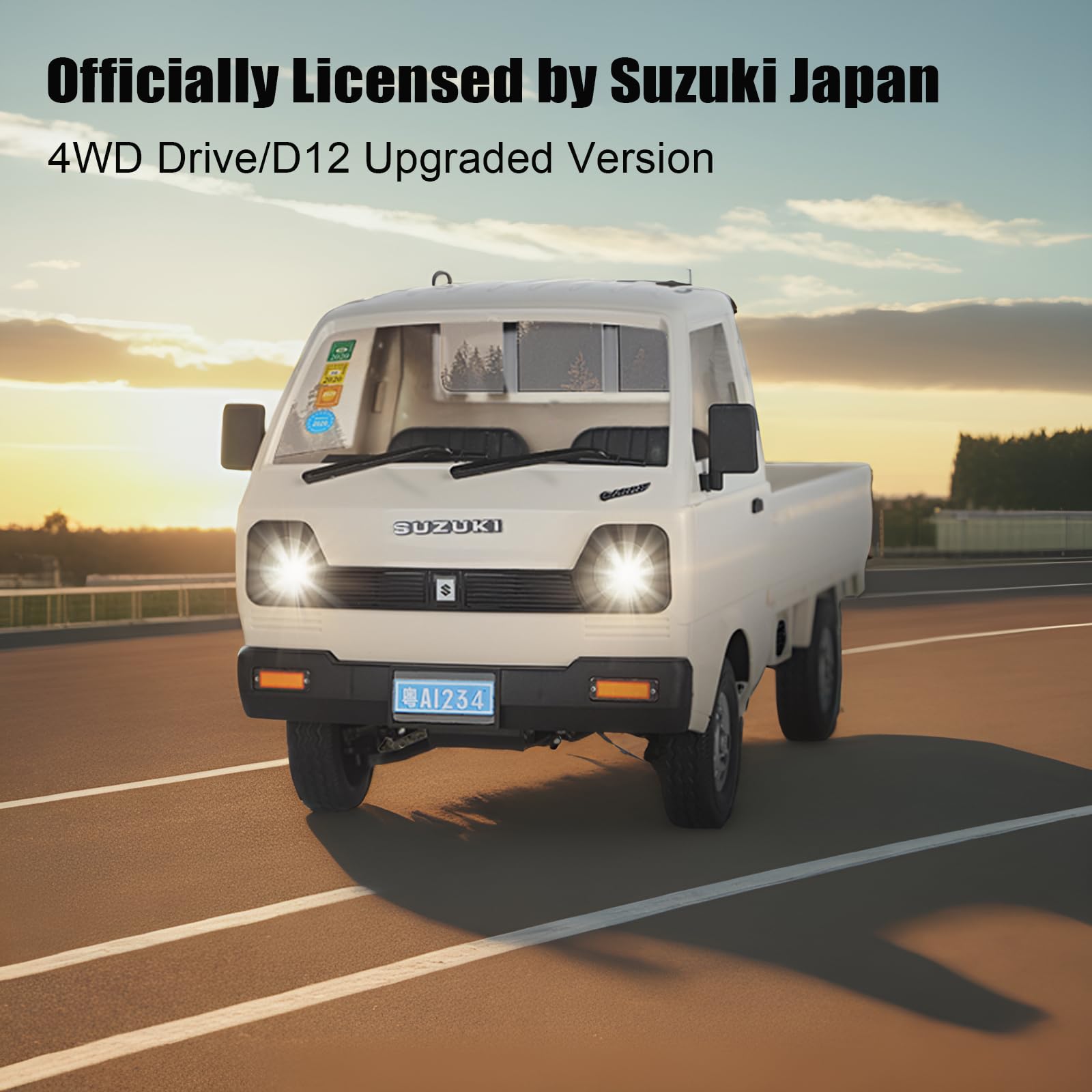 WPL D14 1/10 RC Kei Truck, 4X4 RTF Suzuki Off Road RC Drift Car, 2.4 Ghz Remote Control 4WD RC Crawler with 280 Motor Proportional Throttle Steering Hobby Grade Carry Vehicle Toys for Adult