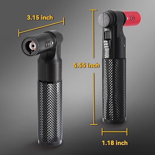 Vista 9 de Paquete de 2 sopletes de butano con llama de chorro grande, recargable, portátil, soplete de butano, ajustable, mini soplete para camping, parrilla