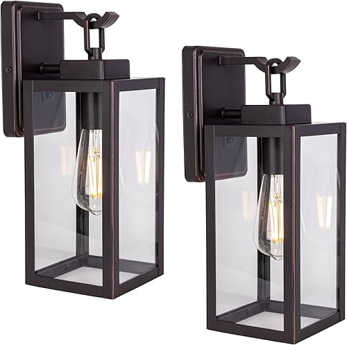 LIT-PaTH Farol de pared para exteriores, aplique de pared como accesorio de iluminación de porche, base mediana E26 máximo de 60 W, metal