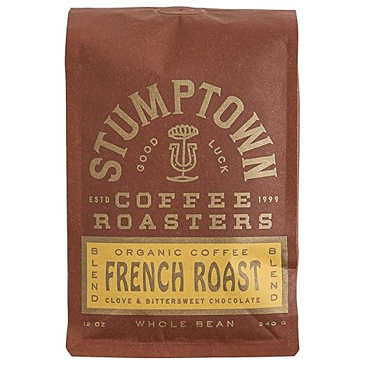 Stumptown Coffee Roasters, Dark Roast Organic Whole Bean Coffee - French Roast 12 Ounce Bag with Flavor Notes of Clove and Bittersweet Chocolate