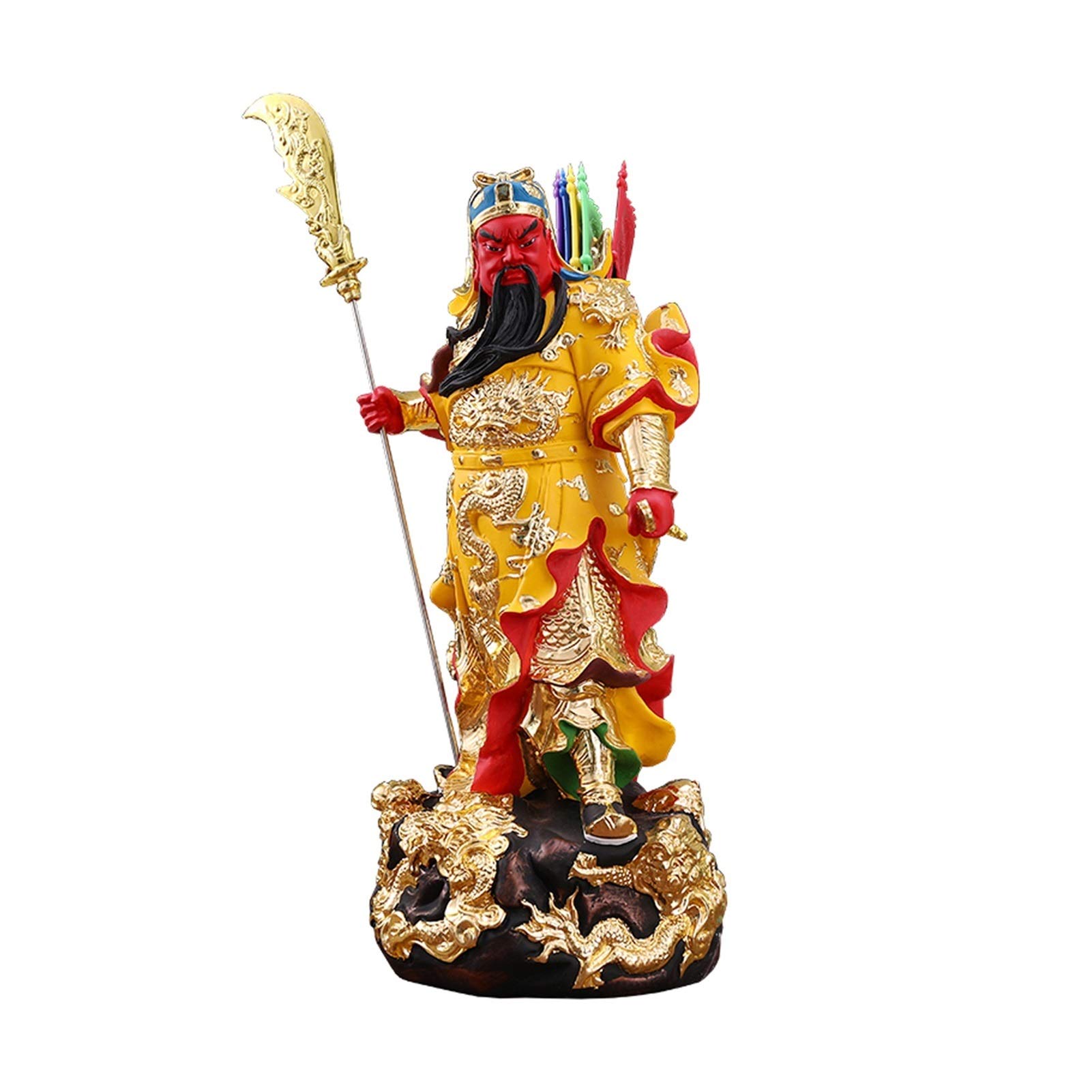 xuejuanshop Buddha Statute Home Decor Lifelike Guan Gong God Of Wealth Statue 19-inch Chinese Feng Shui Guan Yun Chang Statue Home Shop Office Lucky Buddha Statue Feng Shui Gift Buddha Decoration