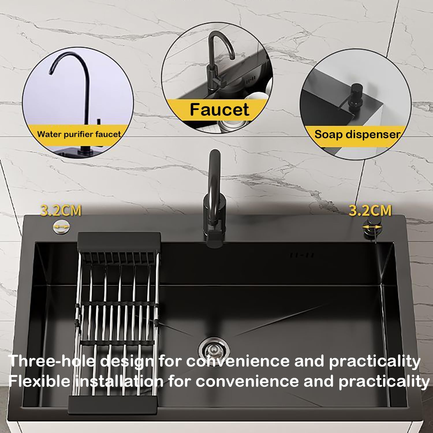 Long 19-31In Laundry Sink Cabinet with Stainless Steel Sink And Pull-Down Faucet, with Cabinet, Free Standing Utility Sink for Laundry Room, Garage, Mudroom,Bathroom,50 * 40 * 78cm