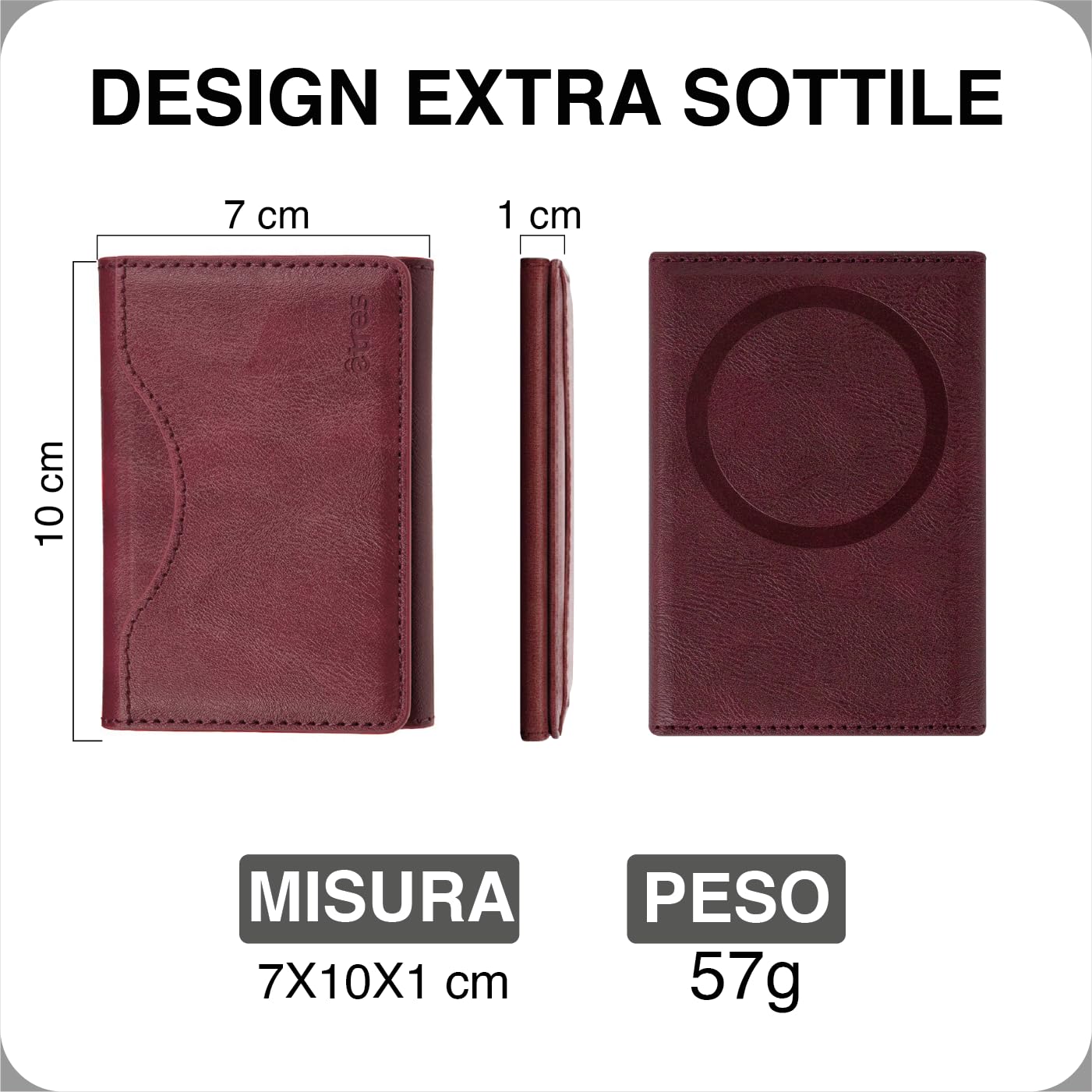 TECHMADE Etres Portafoglio Magsafe Compatibile per iPhone 17/16/15/14/13/12 - Portacarte Magnetico, RFID, in PU Leather - 6 Slot Carte + Tasca Contanti - Compatto, Unisex, Antiscivolo