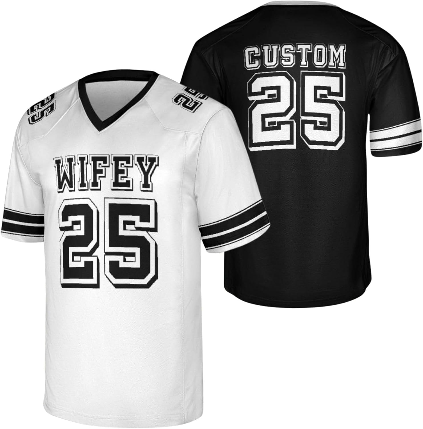 Hubby and Wifey Jersey Shirts Matching Couple Mr Mrs Football Jerseys, Custom Name and Number Husband and Wife, Black and White