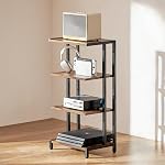 VEVOR 4-Tier AV Media Stand, Corner TV Stand, Height Adjustable Wooden Shelves for DVD Players/Cable Boxes/Games Consoles, Brown