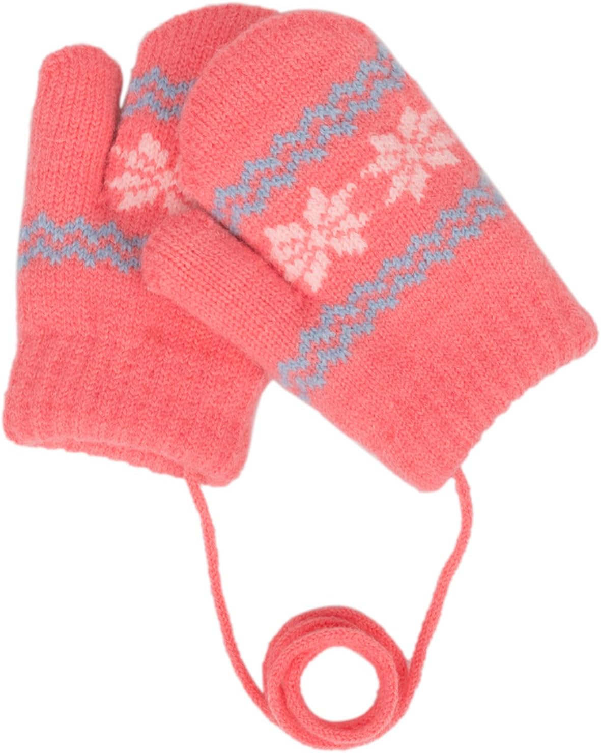 Baby Toddler Winter Mittens with String - Warm Fleeced Lined Toddler Gloves Cute Mittens for Boys Girls - Image 3