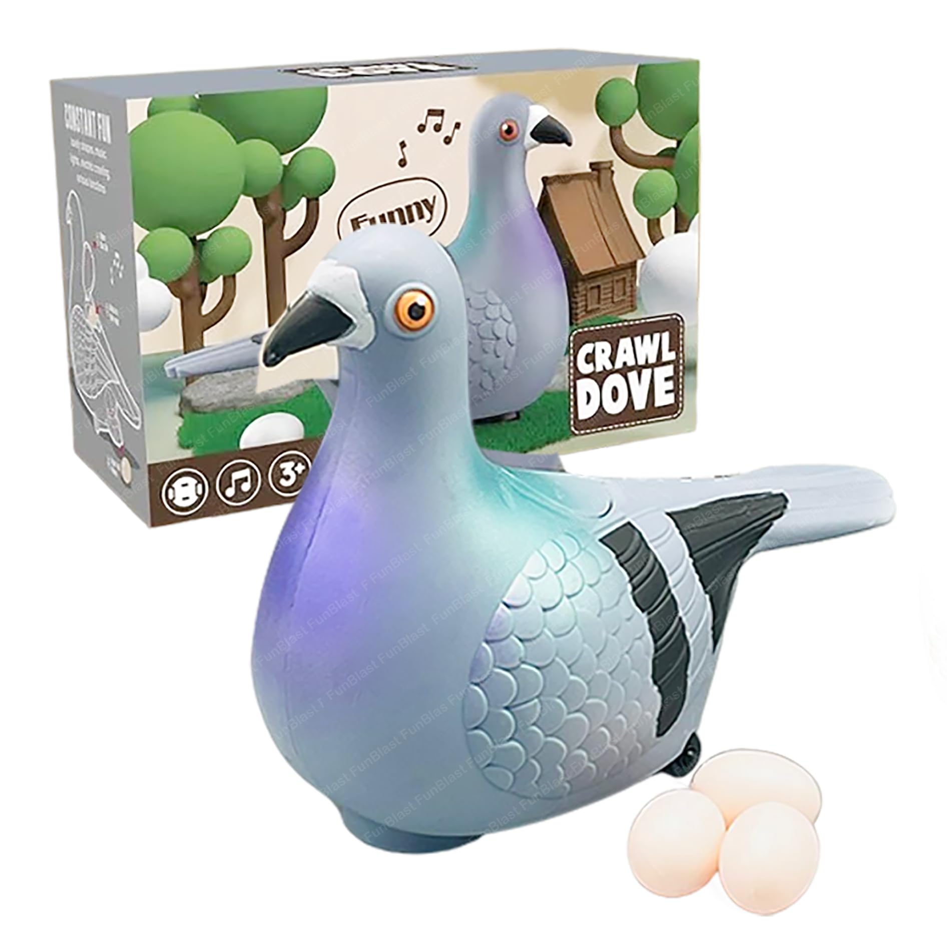 FunBlast Dove Laying Eggs Toy for Kids - 360 Degree Rotation B/O Toys for Kids, Light and Sound Toys for Kids, Bump and Go Walking Pigeon Egg Laying Toy for Children (B0CG36D8K4) Amazon Price History, Amazon Price Tracker