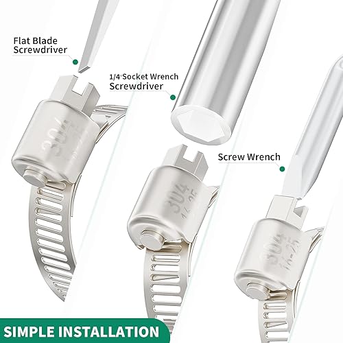 LOKMAN 20 Pack Stainless Steel Hose Clamp Adjustable 3/4'' - 1-1/8'' (19- 29mm) Worm Gear Hose Clamp, Metal Fuel Line Pipe Clamp For Plumbing, Automotive And Mechanical Application