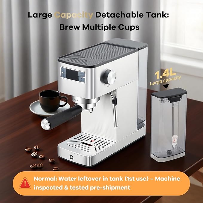 Máquina de Espresso Semi Automática 20 Bar, Acero Inoxidable, con Espumador de Leche miniatura 5