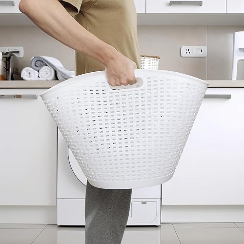 Miniatura 7 de Sadstory - Cesta de plástico para la ropa sucia de 40 L, cestas grandes de plástico, color blanco, paquete de 6