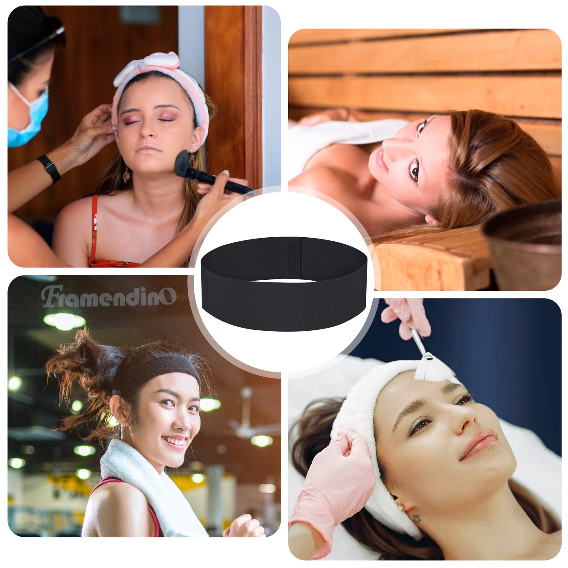 4641 300 Pack Black Disposable Spa Headband Non-Woven Facial Headbands 100 Pack Disposable Non Woven Headbands for Spa, Salon  main image 4