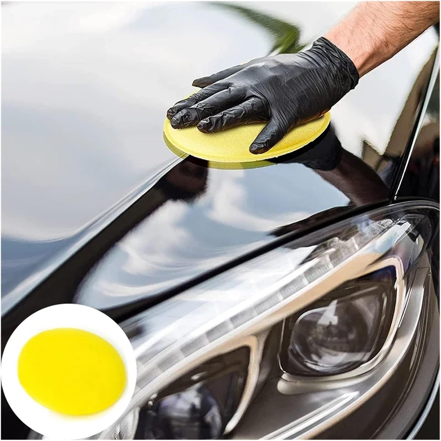 100/50Pcs Car Waxing Polish Sponges Foam Applicator Pads Round Curing And Polishing Detailing Tools(Yellow 100pcs)