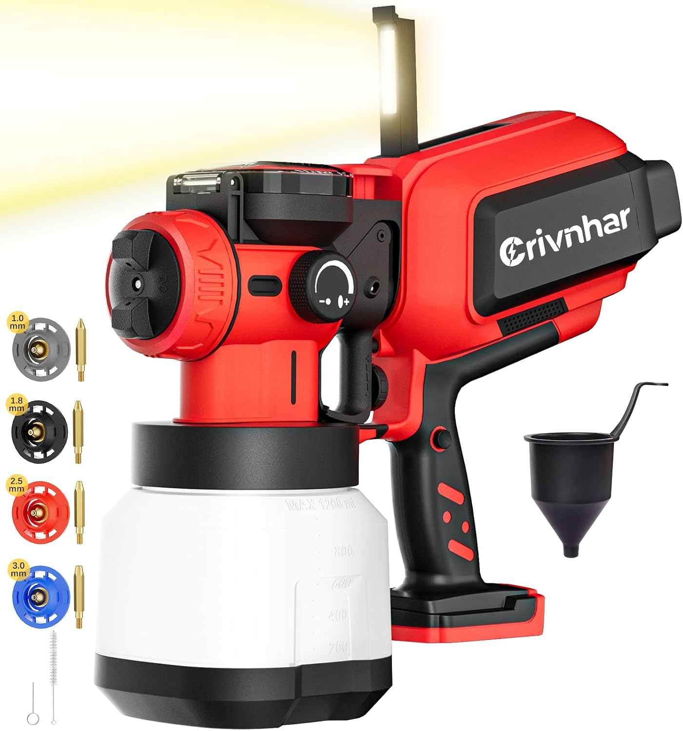 Cordless Paint Sprayer 70000RPM Compatible for Milwaukee 18V Battery, 1200mL Handheld HVLP AUTO Paint Sprayer with Brushless Motor for Home Furniture Deck Ceiling Cabinets Fence Door(No Battery)