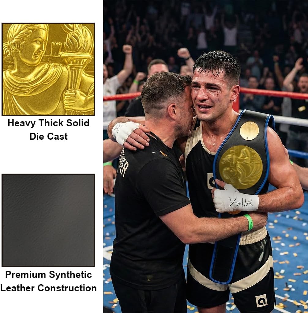 Synthetic Leather Basic Championship Boxing Belt Customizable Engraving, Secure Hook and Loop Closure