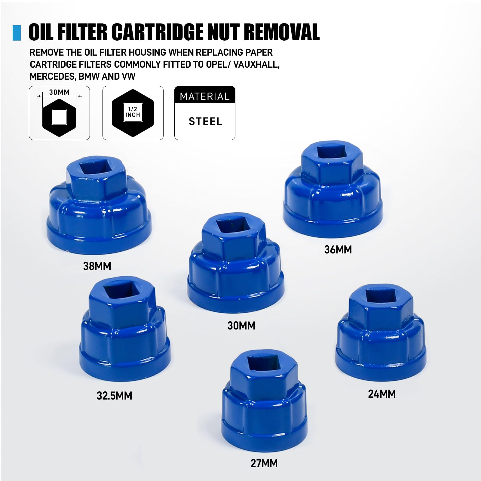 SMOTIVEPRO Set di attrezzi per filtro dell'olio, 12 tappi per filtro dell'olio, 2 chiavi regolabili per filtro dell'olio, 6 chiavi a bussola per filtro dell'olio, 2 pinze per filtro dell'olio, 8