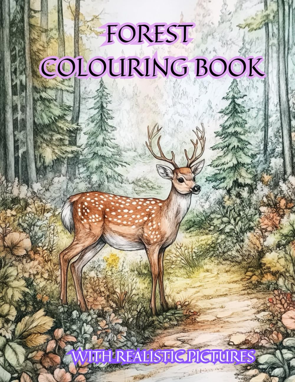 Forest Colouring Book for Adults with Realistic Pictures Stress Relief 80 pages