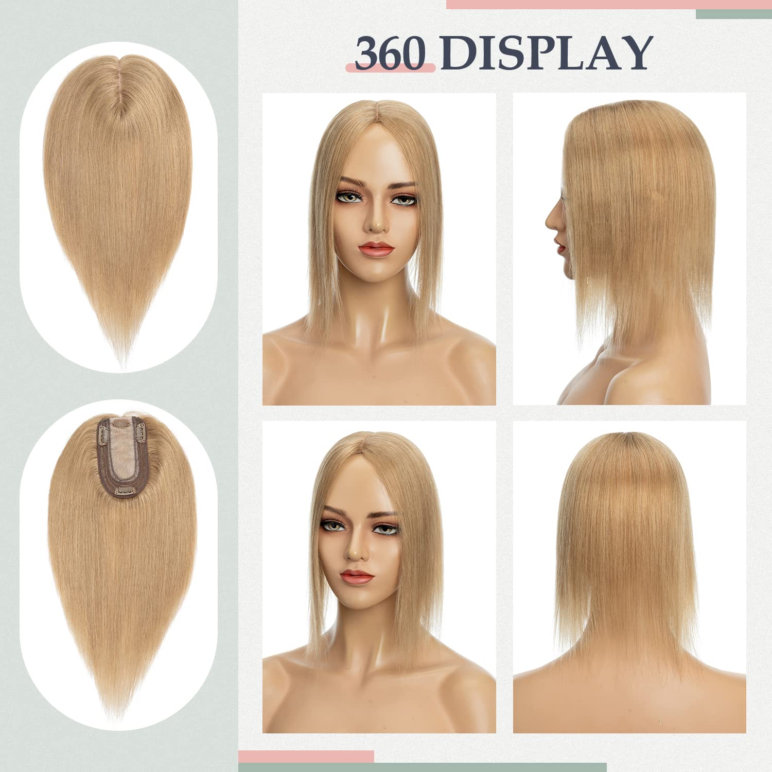 Human Hair Topper for Thinning Hair, Silk Base, 150% Density, 10 Inch Amazon.com : REECHO Real Human Hair Topper, 10 inch Women  main image 4
