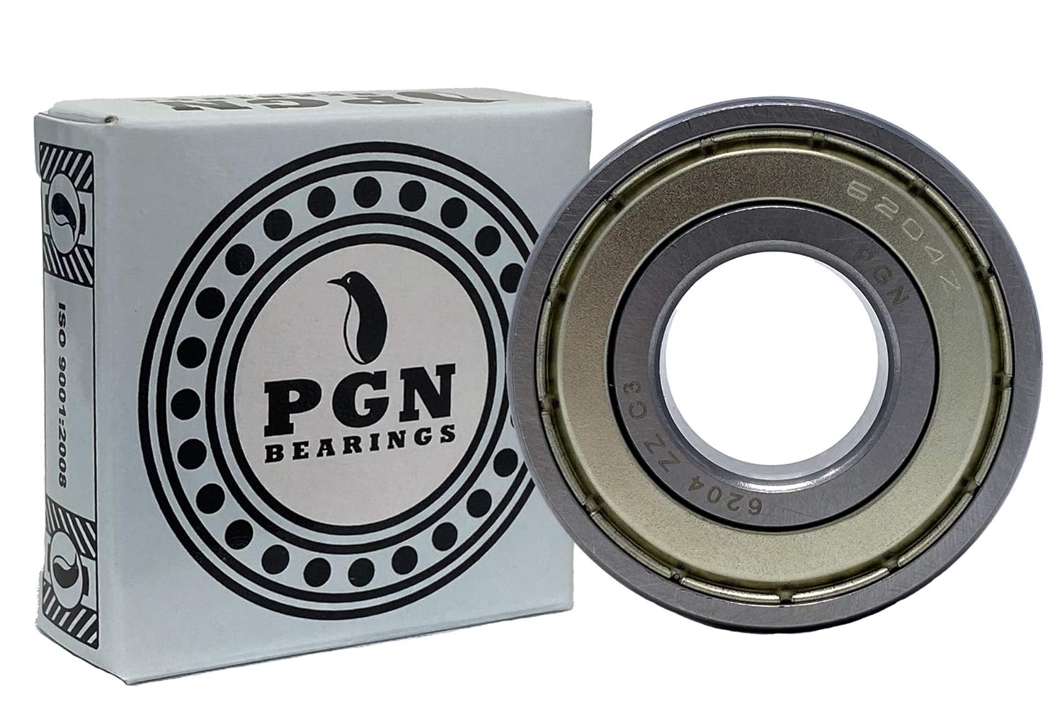 PGN (4 Pack) 6204ZZ Bearing Lubricated Chrome Steel Sealed Ball