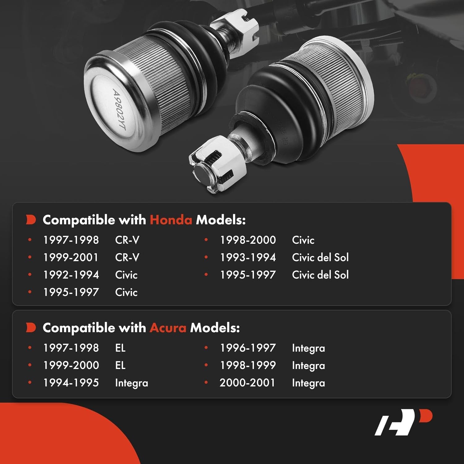 A-Premium 2 x Front Lower Ball Joint Compatible with Honda Civic 1992-2000, Civic del Sol 1993-1997, CR-V 1997-2001, Acura EL 1997-2000, Integra 1994-2001