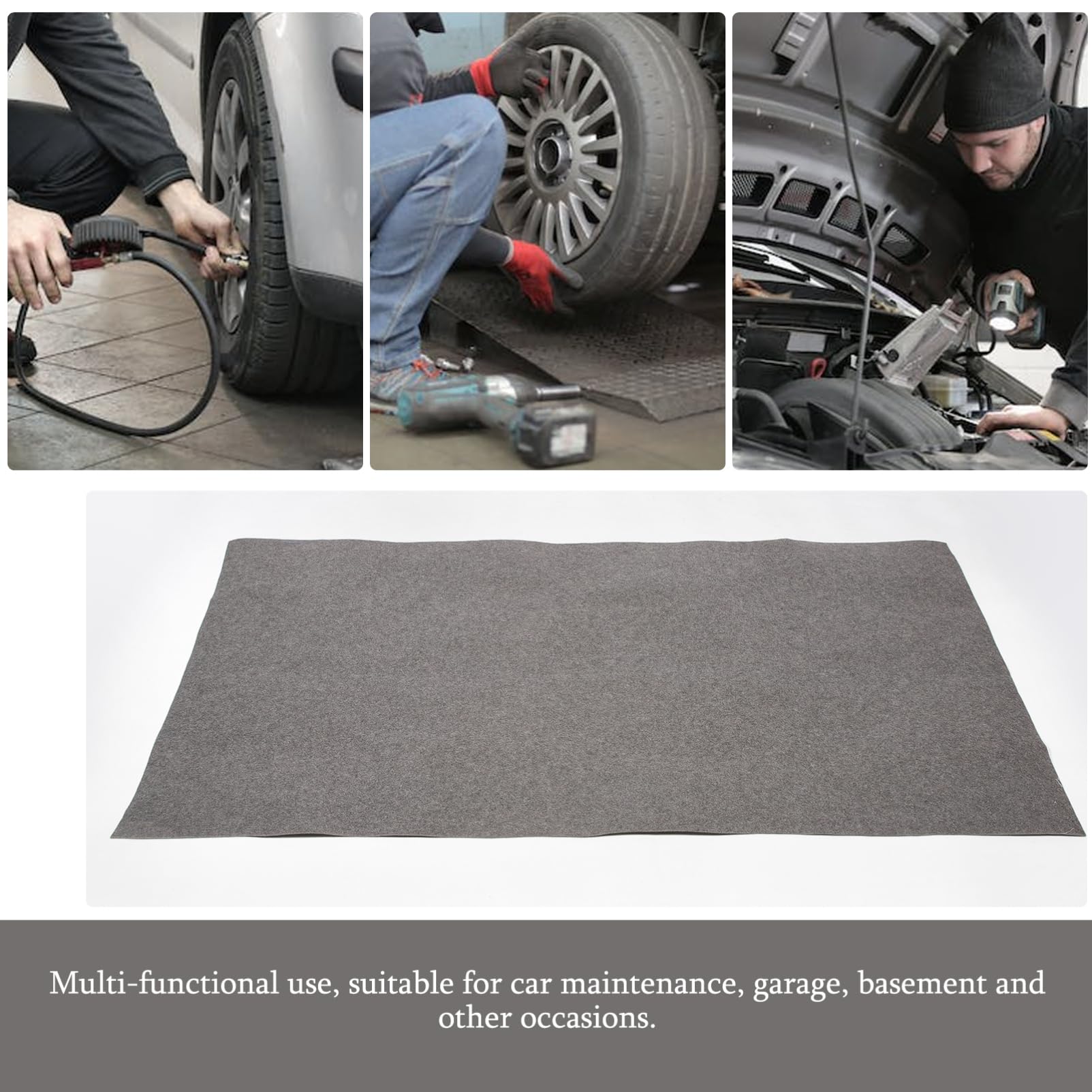 ibasenice Grand Tapis de Sol en Feutre Noir Antidérapant et Résistant à l'usure pour Entretien Automobile et Garage, Tapis Absorbant Huile sous Voiture Pratique et Solide