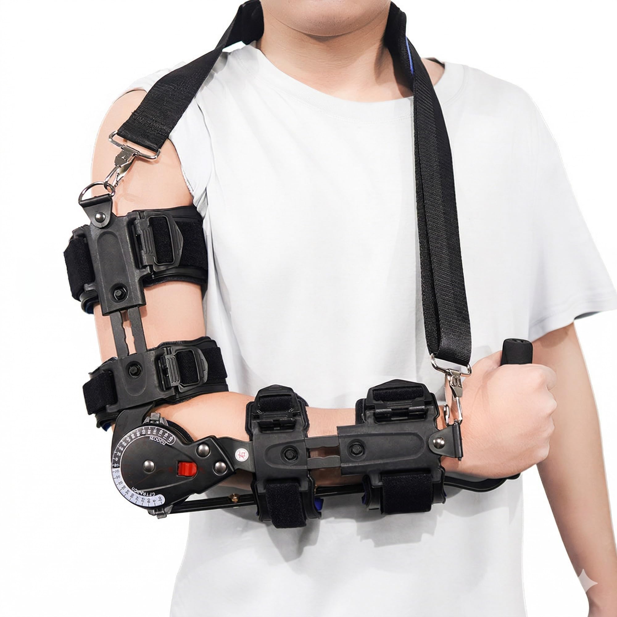 TutoreGomito ROM Articolato Post Operatorio Regolabile, Immobilizzatore Braccio con Blocco Graduato per Fratture e Instabilità Legamentosa, Supporto Ortopedico per Braccio e Avambraccio(Sinistra)