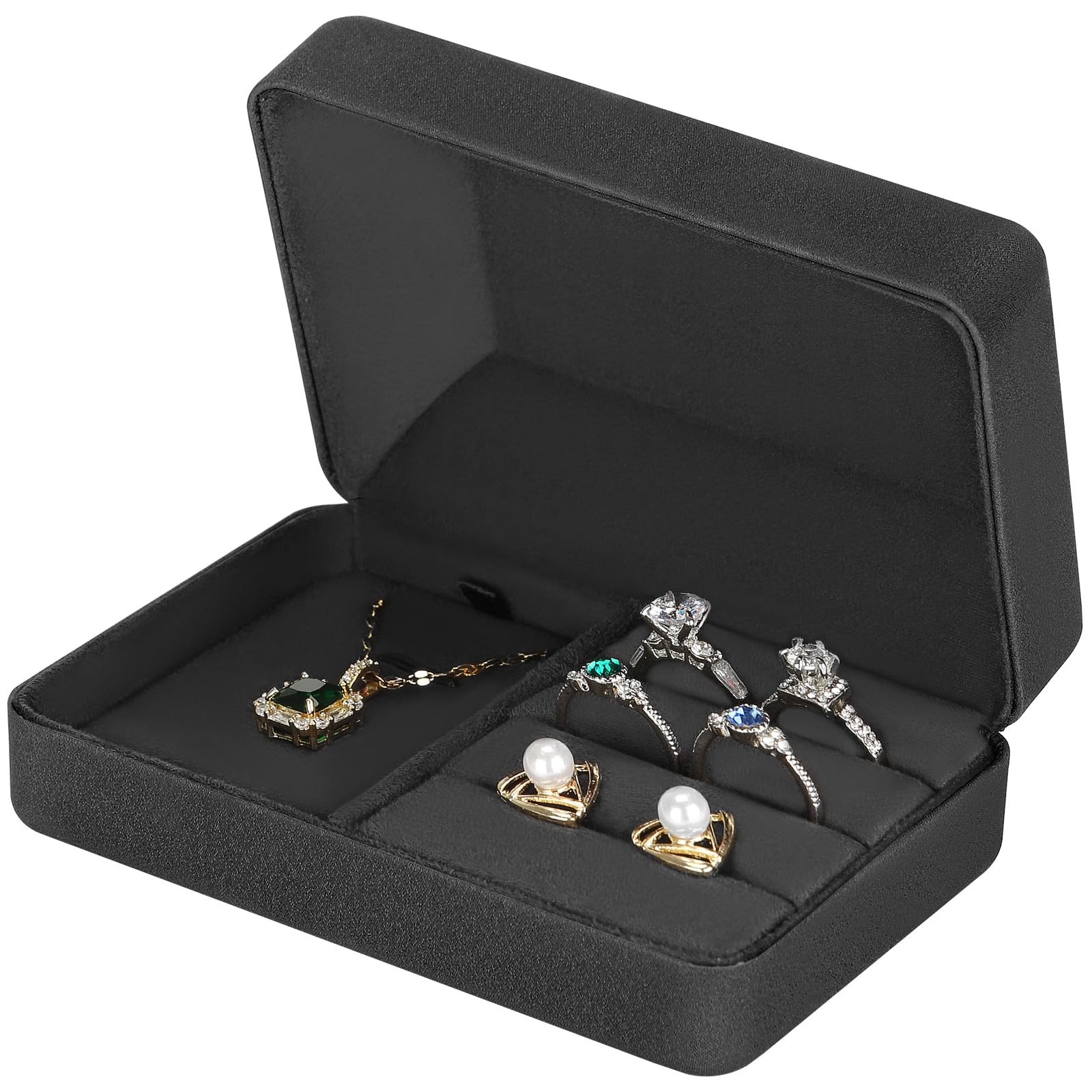 MWTSYSQ Velvet Jewelry Set Box, Velvet Gift Box for Bracelet Necklace Pendant Earrings Ring, Small Travel Jewelry Storage Case (Blue)