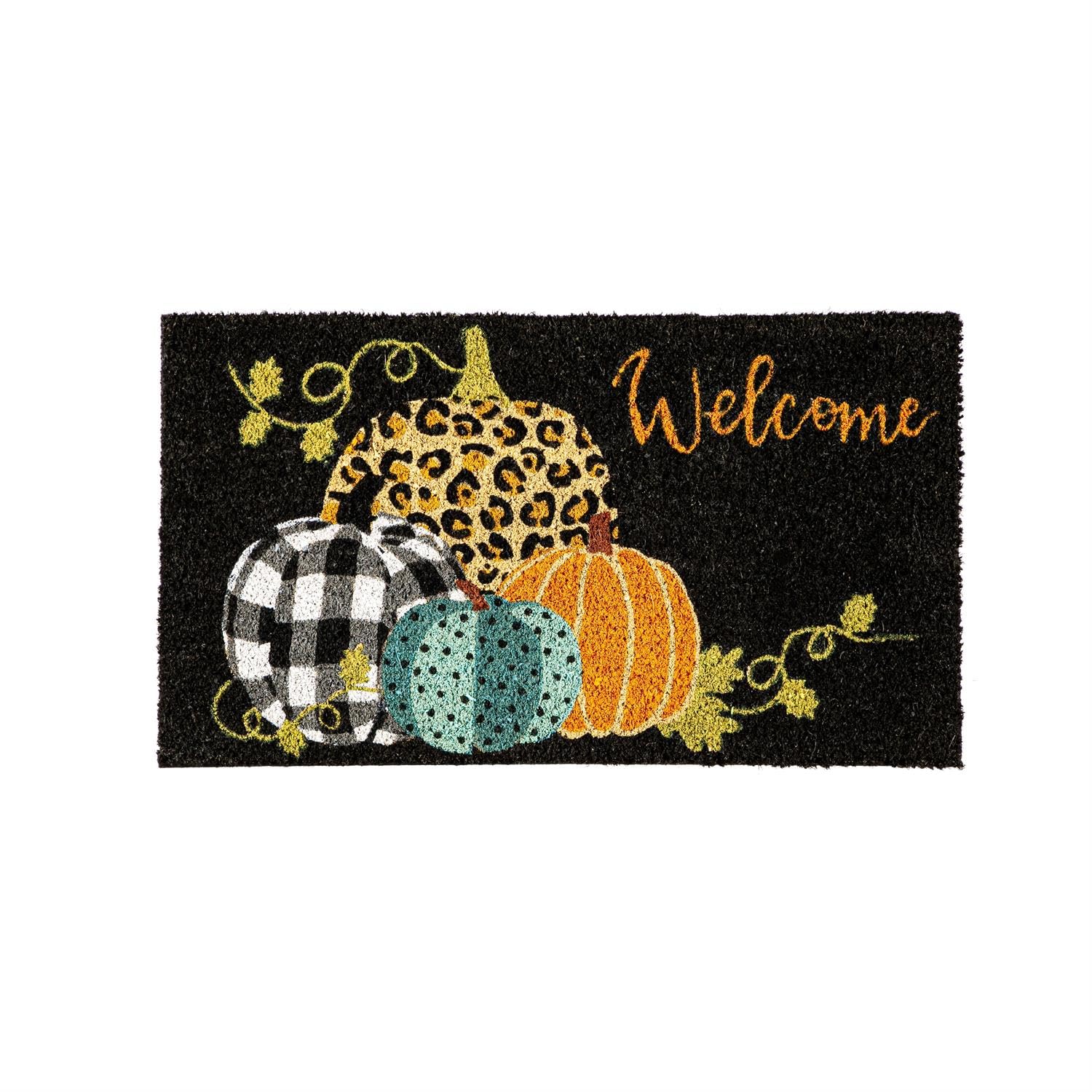 Tapis de coco imprimé citrouilles Evergreen pour entrée automnale