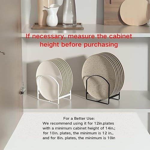 Miniatura 5 de LINFIDITE Paquete de 2 soportes organizadores de platos de cocina para gabinete, ahorrador de espacio, estante de almacenamiento de platos