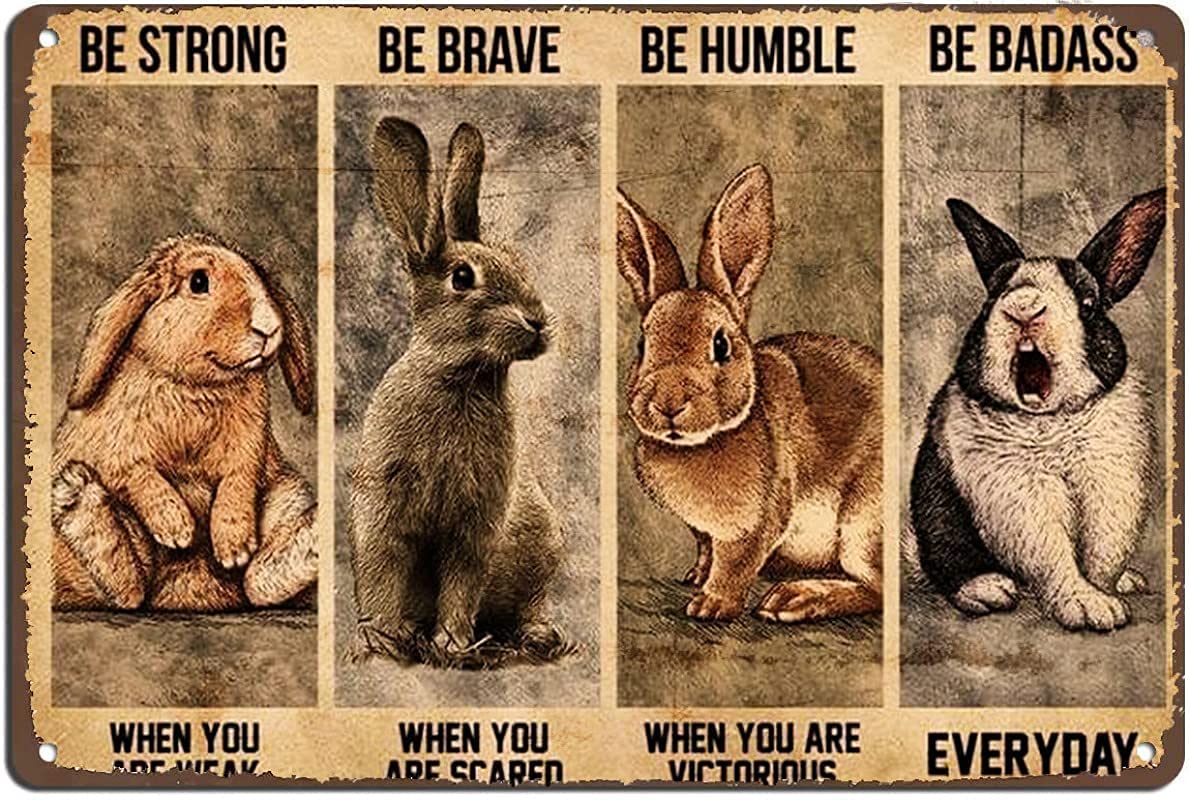 Vintage Metal Tin Sign Bunny Rabbit Poster Vintage Wall Art Wall Decor for Bars,Restaurants,Cafes,Home Beer 8x12 in