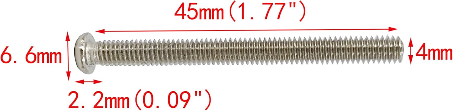 FixtureDisplays® 100PK M4 X 45mm Pitch 0.7mm Round Head Metric Screw Phillips Drive Carbon Steel Nickel Plated Cross Recessed 304711-2D