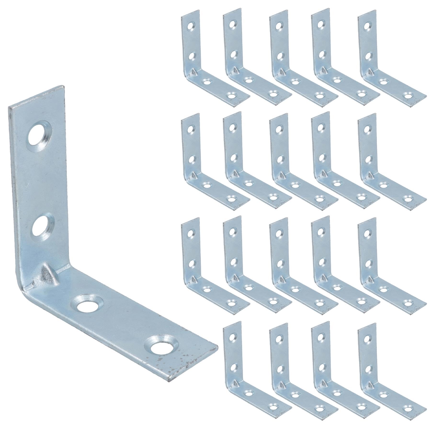 Ab Tools Silver Corner Bracket Fastener Brace Mending Reinforcing Plate 50Mm X 50Mm 20Pc