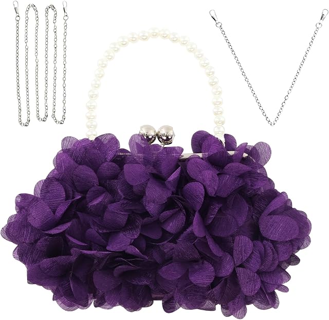JAMBHALA Sacs à main pour le soir d'embrayage Appliques florales Petits clutchs pour les femmes